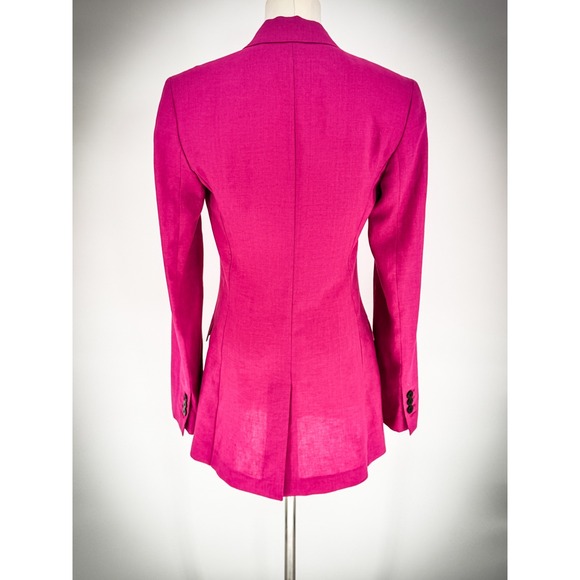 Theory Hot Pink 100% Linen Double Breasted Tailored Blazer Jacket Size 2 $595 - Picture 5 of 9
